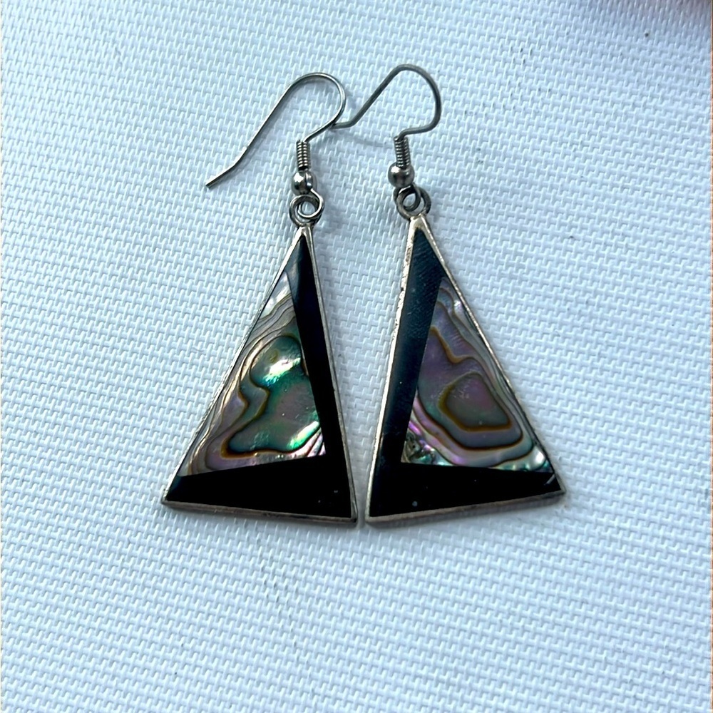 COPY - Vintage Alpaca Silver, Abalone & Mother of Pearl Night Sky Celestial Ear…
